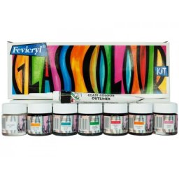 Zestaw farb do szkła Fevicryl 6x10ml 1x15ml
