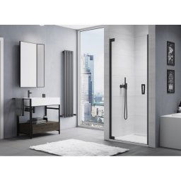 SanSwiss Cadura Black Line drzwi wahadłowe 70cm jednoczęściowe lewe z profilem przyściennym czarny mat CA1CG0700607