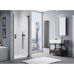 SanSwiss Cadura Black Line drzwi wahadłowe 75cm jednoczęściowe prawe z profilem przyściennym czarny mat CA1CD0750607