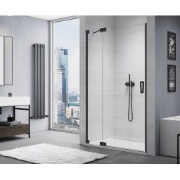 SanSwiss Cadura Black Line drzwi wahadłowe 80cm jednoczęściowe lewe z polem stałym czarny mat CA13G0800607