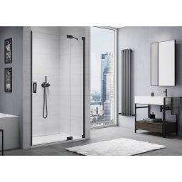 SanSwiss Cadura Black Line drzwi wahadłowe 100cm jednoczęściowe prawe z polem stałym czarny mat CA13D1000607