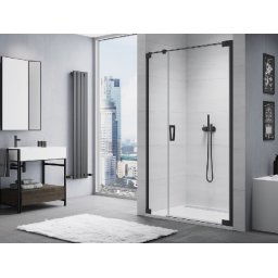 SanSwiss Cadura Black Line drzwi wahadłowe 100cm jednoczęściowe prawe z polem stałym czarny mat CA31CD1000607