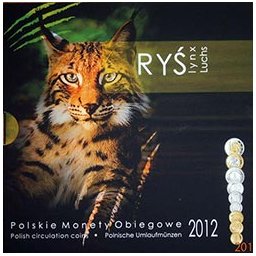 Polskie Monety Obiegowe 2012 - Zestaw 1 grosz - 5 złotych + Ryś (Lynx)