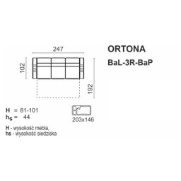ORTONA Sofa BaL-3R-BaP z funkcją spania