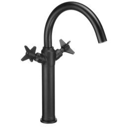 Deante Temisto Nero bateria umywalkowa wysoka z korkiem click-clack czarny mat BQT N25D