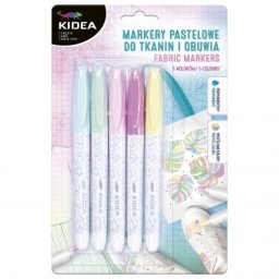 Markery do tkanin, ubrań, koszulek, butów 5szt Pastelowe Pisaki