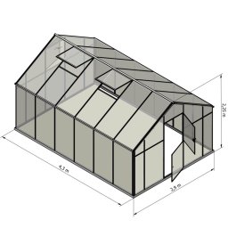 Szklarnia Sanus XL-12 wymiar 2,9x4,3m H=2,25m 12,5m2 poliwęglan 6mm