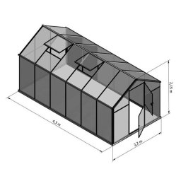 Szklarnia Sanus L-10 wymiar 2,2x4,30m H=2,15m 9,5m2 poliwęglan 6mm