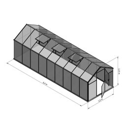 Szklarnia Sanus L-15 wymiar 2,2x6,4m H=2,15m 14,1m2 poliwęglan 6mm