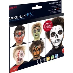 Zestaw farb do twarzy i ciała z przewodnikiem krok po kroku Halloween