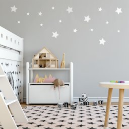BIAŁE gwiazdki, naklejki ścienne 122 szt