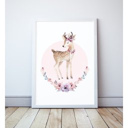 Plakat SARENKA, Leśne zwierzęta RÓŻ - A4 210x297mm