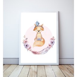 Plakat LISEK, Leśne zwierzęta RÓŻ - A4 210x297mm