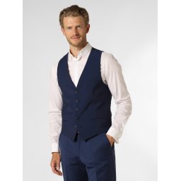 Strellson Męska kamizelka od garnituru modułowego Mężczyźni Slim Fit niebieski wypukły wzór tkaniny, 46