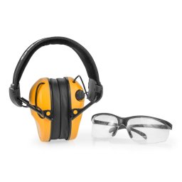 Słuchawki aktywne RealHunter ACTiVE Pro orange i okulary, tłumiki dźwięku