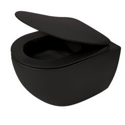 Deante Peonia Zero Nero miska wisząca bez kołnierza z deską wc czarny mat CDEDNZPW