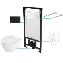 Deante Silia Nero podtynkowy zestaw WC z miską + deską wolnoopadającą + przycisk czarny mat CDLN6ZPW