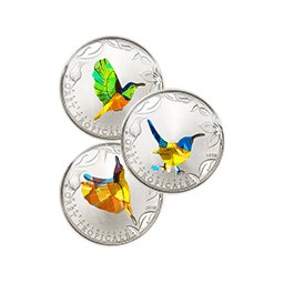 Togo - 2010, 3x 1000 Franków - Prism - Sunbirds - Ptaki żółty, zielony, błękitny - Ag