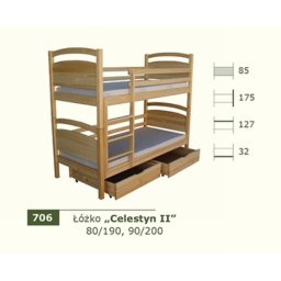 Łóżko piętrowe Celestyn II z materacem piankowym (spanie 90/200)