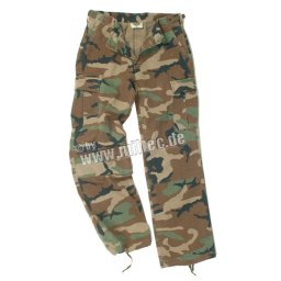 Damskie bojówki BDU US ARMY, kamuflaż woodland, wyprzedaż rozmiar XS