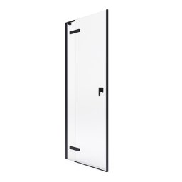 Roca Metropolis drzwi prysznicowe 140x200cm przejrzyste profile CZARNY MAT AMP0814016M