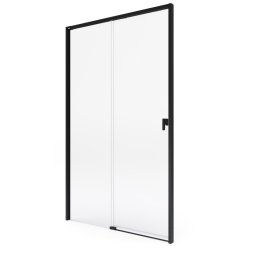 Roca Metropolis drzwi prysznicowe 140x200cm przejrzyste profile CZARNY MAT AMP1314016M