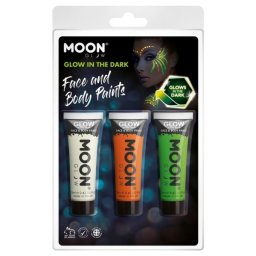 Zestaw farb do twarzy i ciała 3szt Glow in the Dark