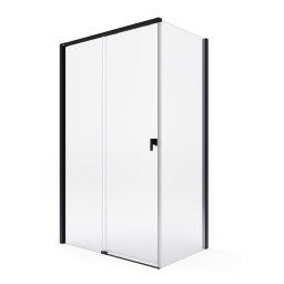 Roca Metropolis-N kabina prostokątna 100x80cm szkło przejrzyste profile CZARNY MAT AMP1310016M/AMP0908010M