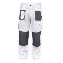SPODNIE OCHRONNE DEDRA BH4SP-S S/48, BIAŁE, WHITE LINE 190G/M2