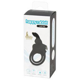 Happyrabbit Cock - wodoodporny, akumulatorowy pierścień na penis i jądra (czarny)