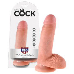 King Cock 7 dildo z jądrami (18 cm) - naturalny