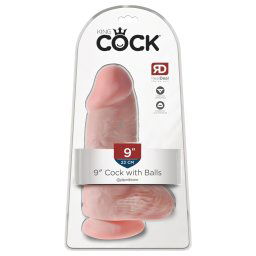 King Cock 9 Chubby - przyssawka, jądra, dildo (23cm) - naturalny