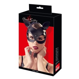 Bad Kitty - maska kotka z ekoskóry ze strasami - czarny S-L