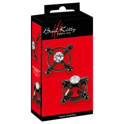 Bad Kitty - czarna ozdoba sutkowa z cyrkoniami