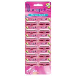 X-Epil Silky - 2-ostrzowa maszynka z gumową rączką (12szt.)