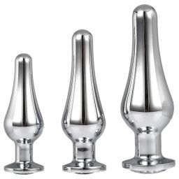 Gleaming Love - Zestaw analny plug szczytowy - srebro (3 sztuki)