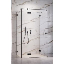 Radaway Essenza Pro Black Kdj+S kabina 80x100x80cm lewa czarny mat/szkło przejrzyste 10097310-54-01L/10098080-01-01/10098080-01-01
