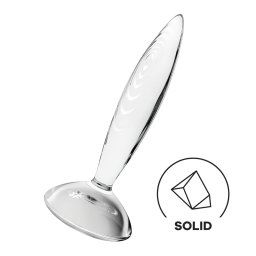 Satisfyer Sparkling Crystal - prążkowany szklany dildo (przezroczysty)