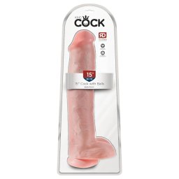 King Cock 15 - realistyczny dildo z jądrami i przyssawką 38cm - cielisty