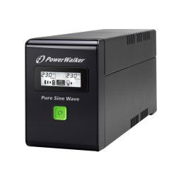 PowerWalker Zasilacz awaryjny line-interactive 600VA 2X PL 230V, pure sine wave, RJ11/45 IN/OUT, USB, LCD