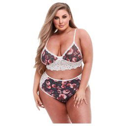 Baci Plus Size - kwiecisty, koronkowy zestaw biustonoszy