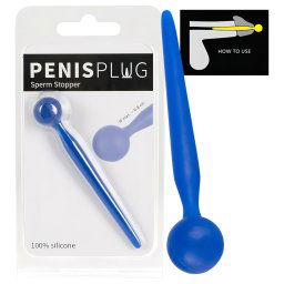 Dilator Sperm Stopper - kulka, silikonowy dilator (niebieski)
