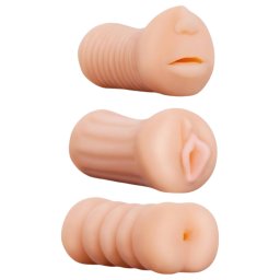 XXX To GO Juicy zestaw (3 szt.) - sztuczna wagina, usta, anus masturbator