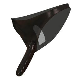 LATEX - majtki z wewnętrznym i zewnętrznym dildo - czarne (S-L)