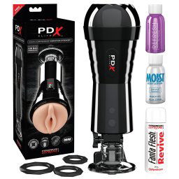 PDX Cock Compressor - ssący, wibrujący masturbator waginy (czarny)