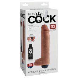 King Cock 10 - realistyczny spryskujący dildo (25cm) - naturalny