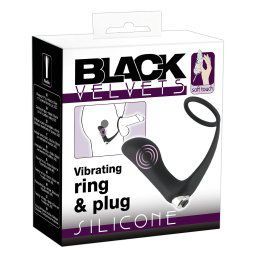 Black Velvet - wibrator analny z pierścieniem (czarny)