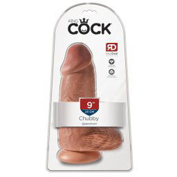 King Cock 9 Chubby - przyssawka, dildo (23cm) - ciemny naturalny