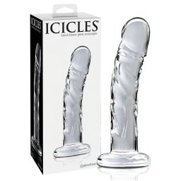 Icicles No. 62 - szklany dildo z wypustkami - przezroczysty