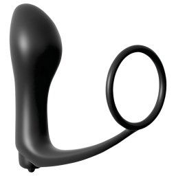 Analfantasy - analny wibrator z pierścieniem na palec (czarny)